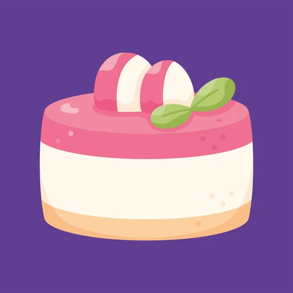孤立草莓蛋糕甜点图标向量 — 图库矢量图片