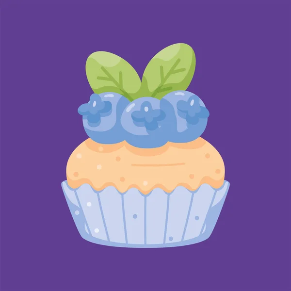 Cupcake decorado aislado Postres icono Vector — Vector de stock