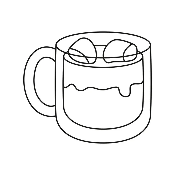 Chocolate quente isolado com marshmallows Vector — Vetor de Stock