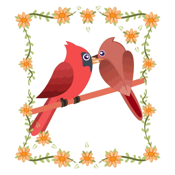 爱情中的离群索居的可爱的小鸟 — 图库矢量图片