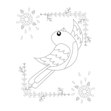 Çiçek çerçeveli şirin bir kuş taşıyıcı