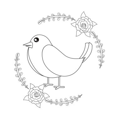Çiçek çerçeveli şirin bir kuş taşıyıcı