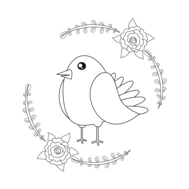 Çiçek çerçeveli şirin bir kuş taşıyıcı