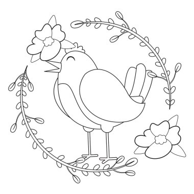 Çiçek çerçeveli şirin bir kuş taşıyıcı