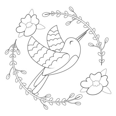 Çiçek çerçeveli şirin bir kuş taşıyıcı