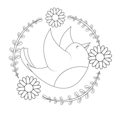 Çiçek çerçeveli şirin bir kuş taşıyıcı