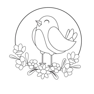 Çiçek çerçeveli şirin bir kuş taşıyıcı