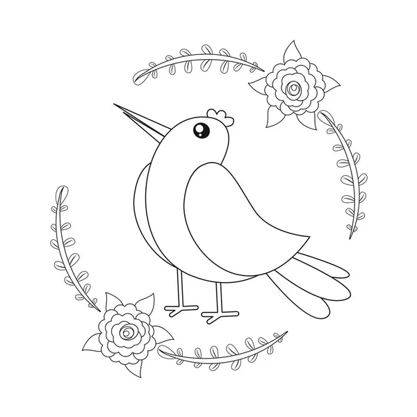 在花框中分离出可爱的小鸟 — 图库矢量图片