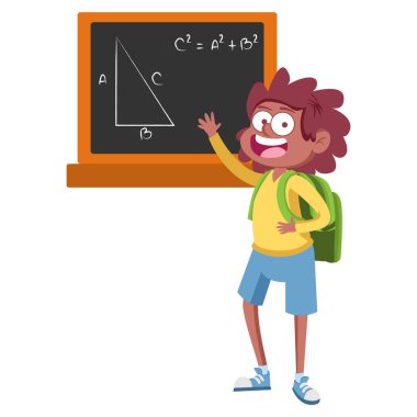 İzole edilmiş mutlu Afrikalı Amerikalı öğrenci Vector.