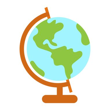 İzole edilmiş toprak küresi ikonu okul ikonu düz tasarım taşıyıcı