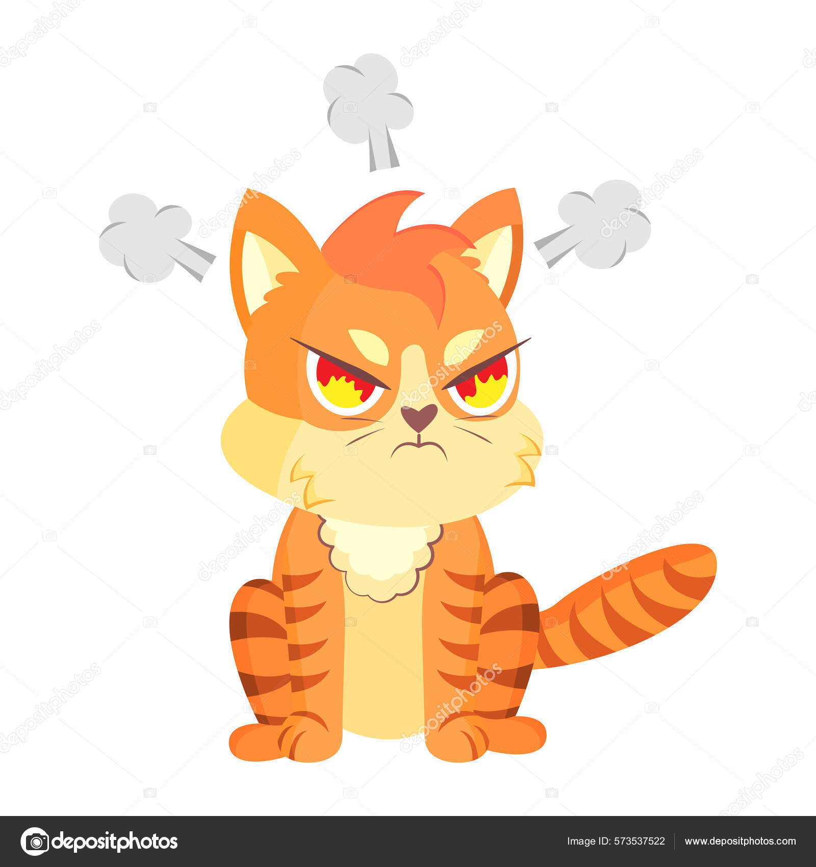 Isolated Cute Angry Cat Emoji Stock Vector - Illustration of kitten,  kawaii: 225028117