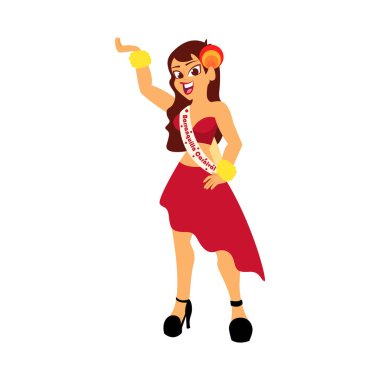 İzole edilmiş Barranquilla Karnaval Kraliçesi Kolombiya Kültür Vektörü