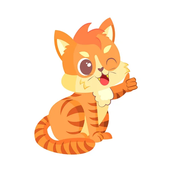 Geïsoleerde Gelukkige Kat Karakter Met Een Glimlach Vector Illustratie — Stockvector