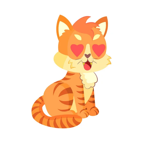 愛に孤立した幸せな猫のキャラクターベクトルイラスト — ストックベクタ