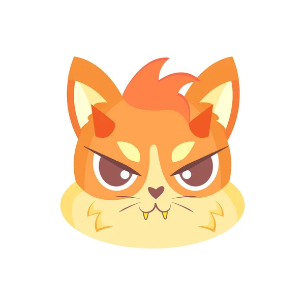 孤立した怒ってかわいい猫のキャラクターのアバターベクトルイラスト — ストックベクタ