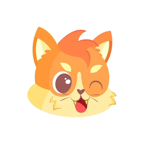 Izolované Šťastný Roztomilý Kočka Charakter Avatar Vektor Ilustrace — Stockový vektor