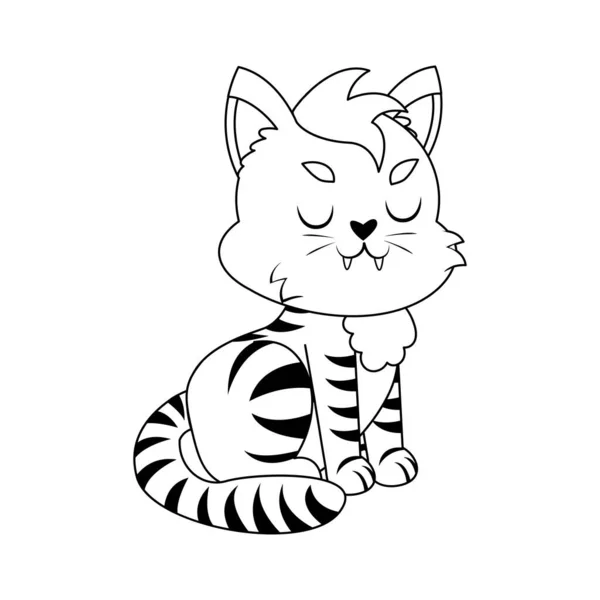 Geïsoleerde Boos Schattig Kat Karakter Vector Illustratie — Stockvector