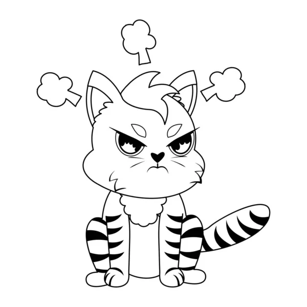 화가난귀여운 고양이 캐릭터 Vector — 스톡 벡터
