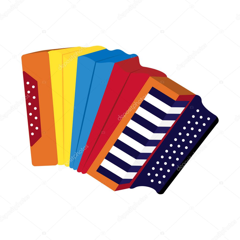 Isolated accordion icon Colombian musical instrument Vector