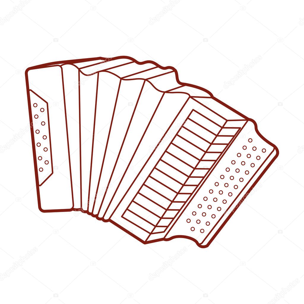 Isolated accordion icon Colombian musical instrument Vector