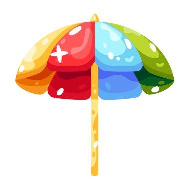 Isolated umbrella bright beach objects colors vector illustration