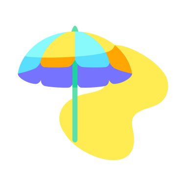 Isolated umbrella picture beach objects colors vector illustration