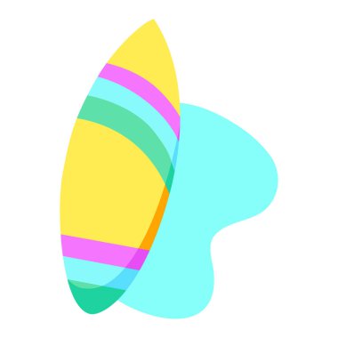 Isolated surf table picture beach objects colors vector illustration