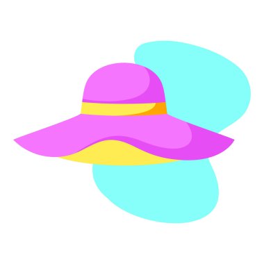 Isolated hat picture beach objects colors vector illustration