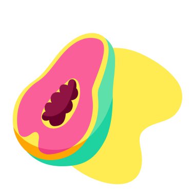 Isolated papaya picture beach objects colors vector illustration