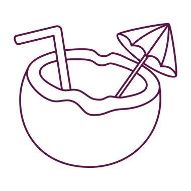 Isolated coconut draw beach objects colors vector illustration