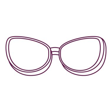 Isolated glasses draw beach objects colors vector illustration