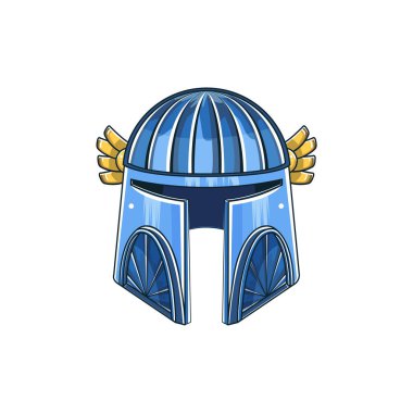 Isolated blue helmet flag heraldry medieval symbols vector illustration