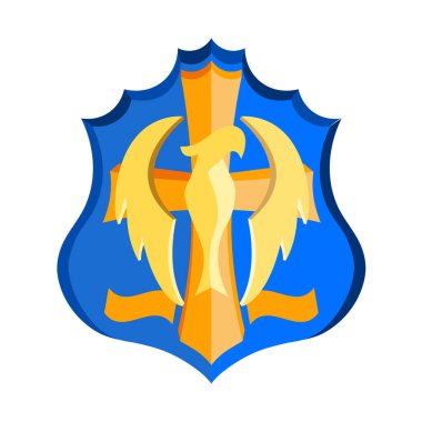 Isolated blue emblem heraldry medieval symbols vector illustration