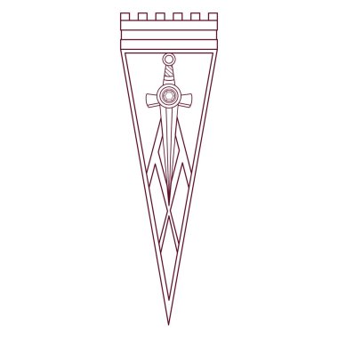 Isolated draw flag heraldry medieval symbols vector illustration