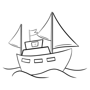 Isolated ship sea draw summer holidays vector illustration
