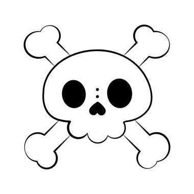 Isolated skull cute small kawaii tatoo vector illustration
