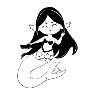 Isolated siren cute small kawaii tatoo vector illustration