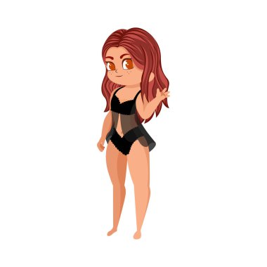 Isolated red hair pretty body positive vector illustration