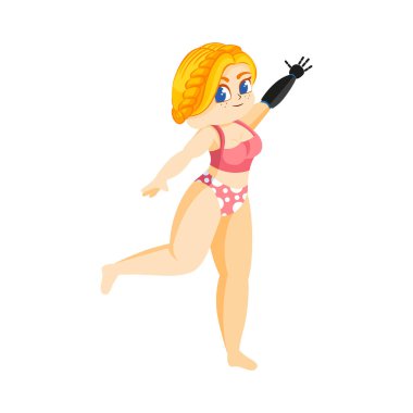 Isolated prothesys arm big hip body positive vector illustration