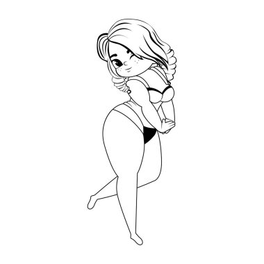 Isolated draw big hip body positive vector illustration