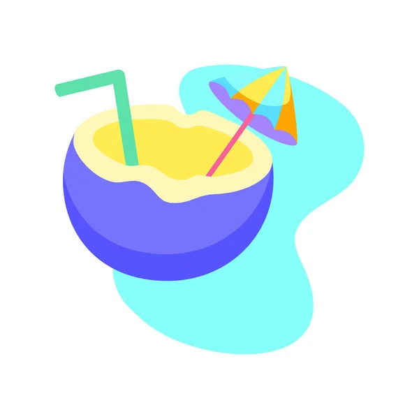 Απομονωμένη Εικόνα Καρύδας Παραλία Αντικείμενα Χρώματα Διάνυσμα Εικονογράφηση — Διανυσματικό Αρχείο