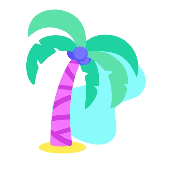 Isolated Palm Picture Beach Objects Colors Vector Illustration — Stockový vektor