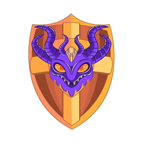 Isolated Purple Armor Heraldry Medieval Symbols Vector Illustration — Vector de stock