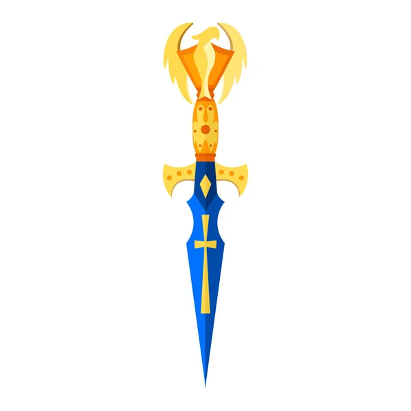 Isolated Blue Sword Heraldry Medieval Symbols Vector Illustration — Stock Vector