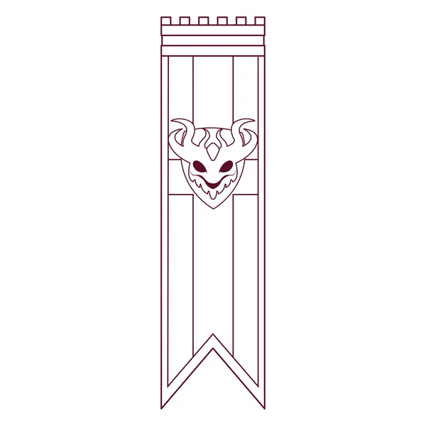 Isolated Draw Flag Heraldry Medieval Symbols Vector Illustration — Vector de stock
