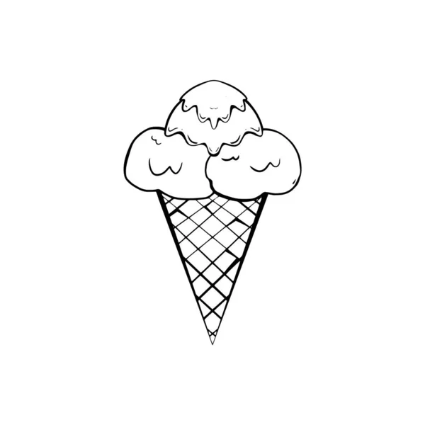 Isolated Ice Cream Draw Summer Holidays Vector Illustration — 스톡 벡터