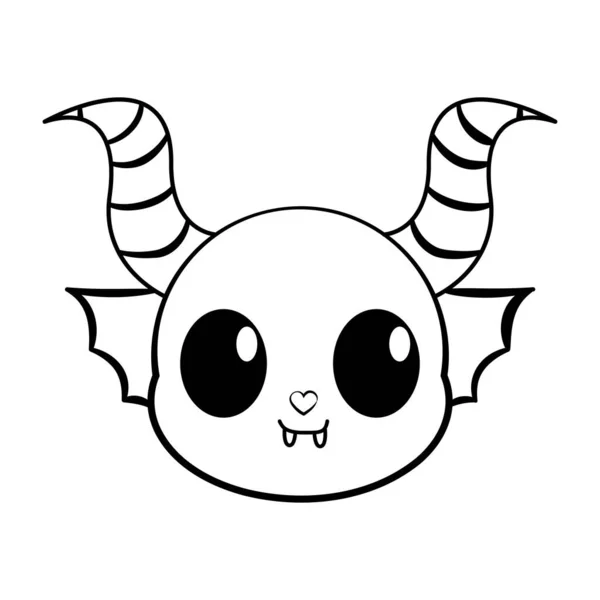 Isolated Demon Cute Small Kawaii Tatoo Vector Illustration — Vetor de Stock