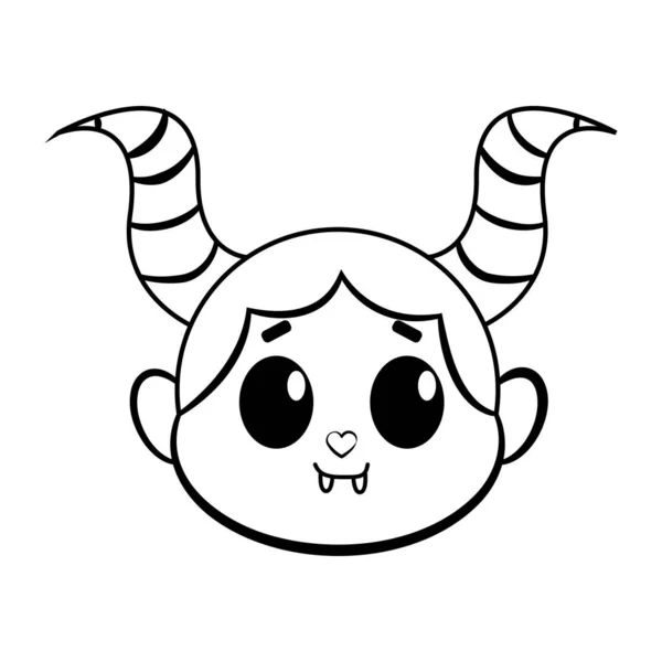 Isolated Demon Cute Small Kawaii Tatoo Vector Illustration — Stok Vektör