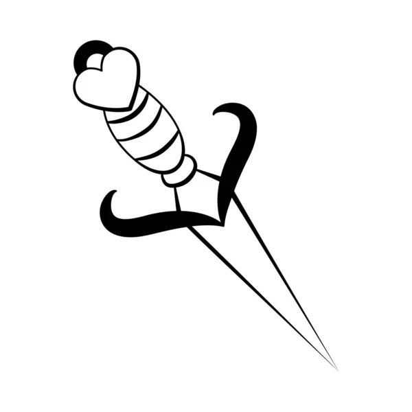 Isolated Sword Cute Small Kawaii Tatoo Vector Illustration — Stock vektor