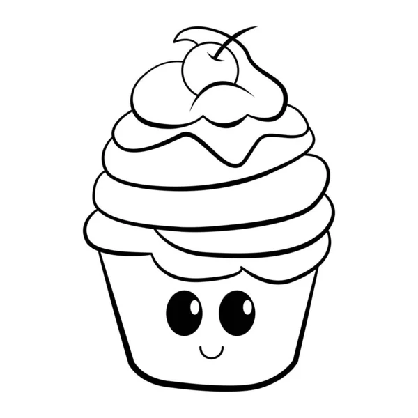 Isolated Cupcake Cute Small Kawaii Tatoo Vector Illustration — Archivo Imágenes Vectoriales